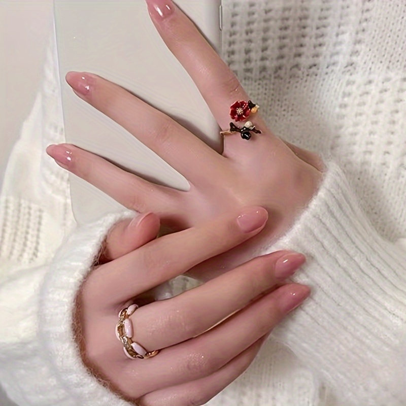 Vintage French-Style Enamel Floral Open Ring, Unique Design