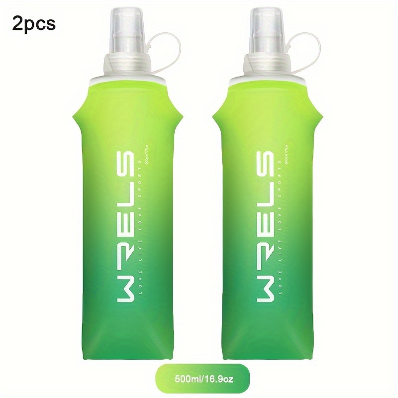 2pcs 250ml 500ml Soft Folding Collapsible Tpu Water Bottle For Outdoor Running Hiking Cycling