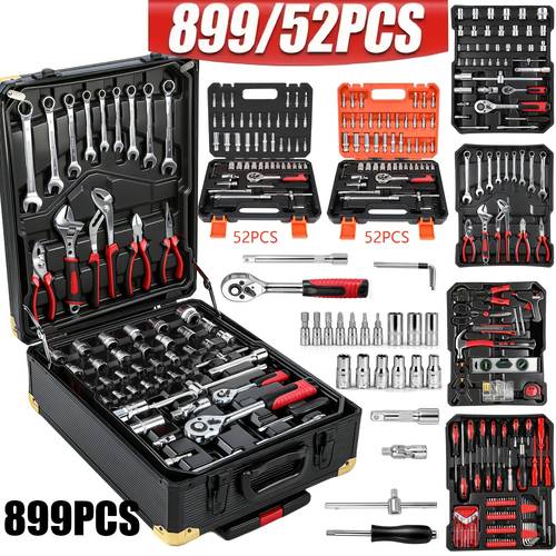 899 52pcs professional tool set multi functional toolbox portable design for home and car repair a tool set for enthusiasts and gift for friends local shipping