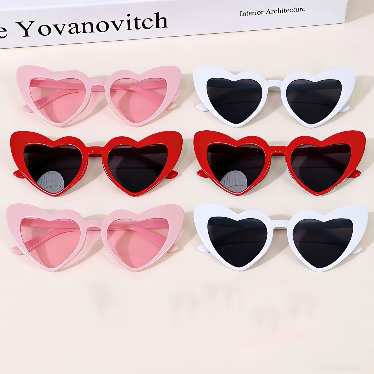 100 Pairs Heart Sunglasses Rimless Polycarbonate Party Favors Fun Heart Sunglasses! | Rimless Heart Sunnies | 16th 21st  main image 2