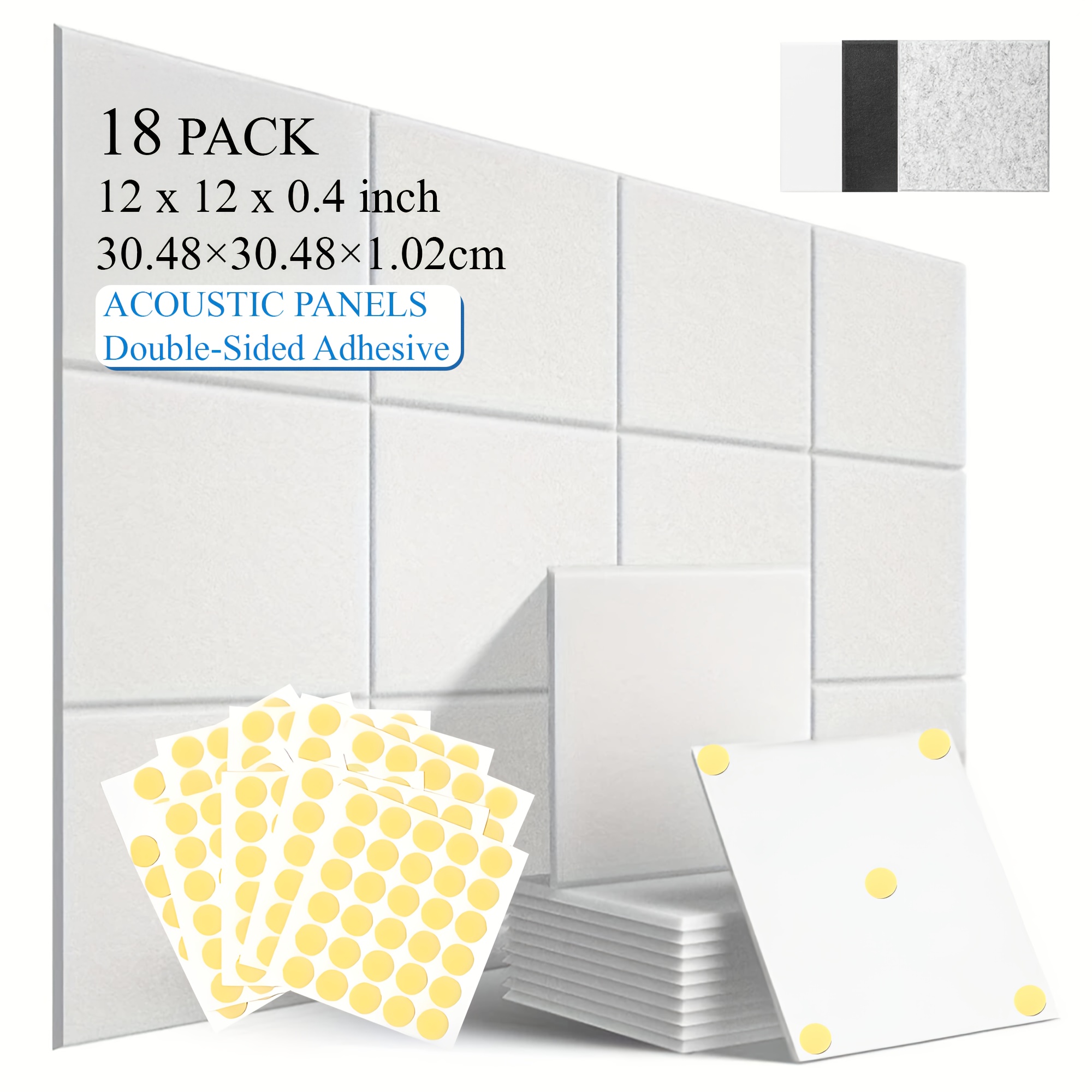 12x12 inch square acoustic wall panels 18 48 packs self   high density soundproof foam panels fireproof fade resistant multi   for home theater studio office bedroom