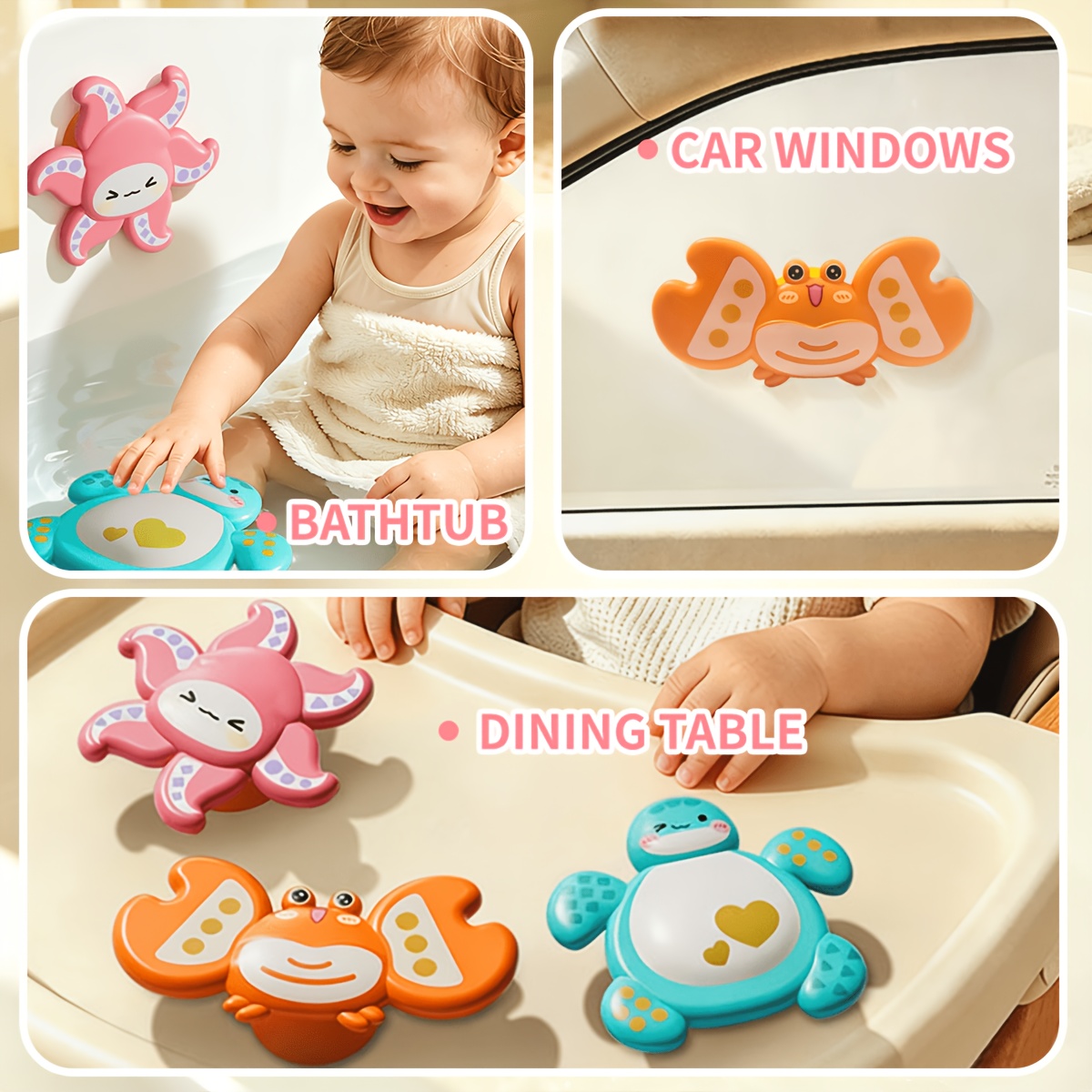 Brain Teaser Spinning Toy with Ocean Animal Suction Cups
