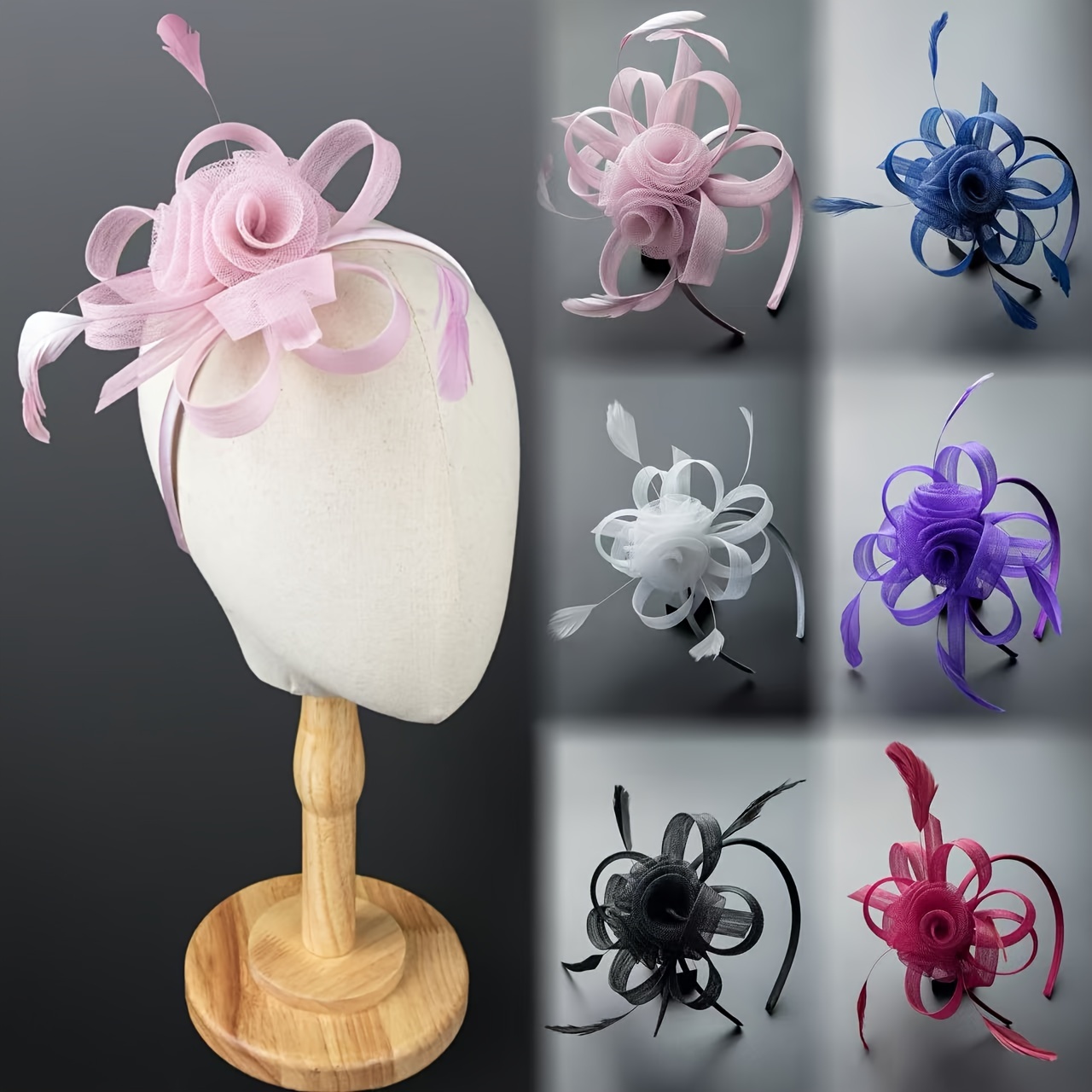 1pc elegant womens fascinator headband polyester mesh flower veil with feather detail for cosplay bridal wedding tea party church hat accessory derby racing birthday gift carnival mardi gras masquerade