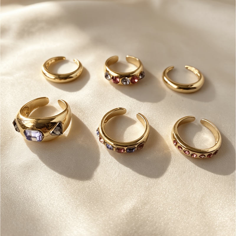 6pcs Set, Vintage Ring Set Fashion Stackable Rings Suitable For Parties Thanksgiving Gift For Family