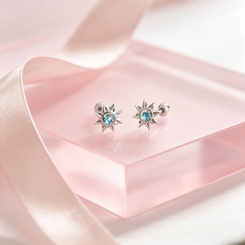 TEMU 1 par de aretes de mujer con hebilla de tornillo de , material de cobre con incrustaciones de circonita sintética, a , elegantes, adecuados para