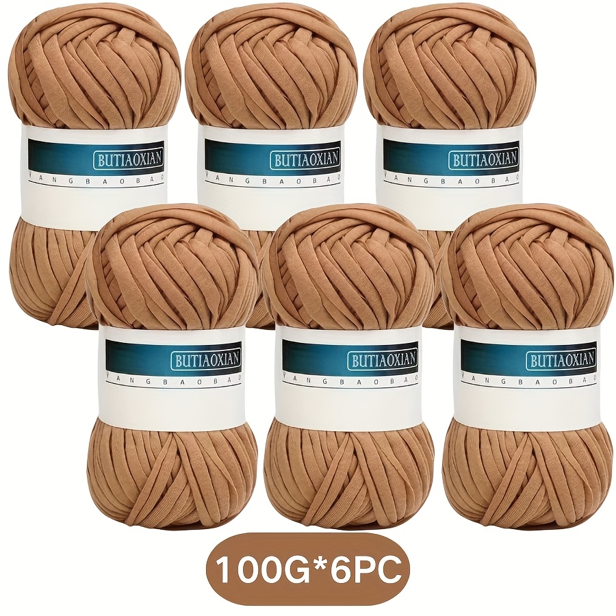 TEMU Fil à T-shirt 600G pour crocheter, fil ruban élastique, fil de tissu crocheté épais, fil à tricoter à épais pour sac de crochet, couverture,