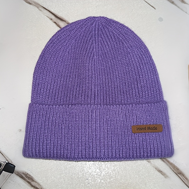 1pc 1x1 Long Coffee Label Autumn And Winter Outdoor Hat Warm Solid Color Casual Hat Suitable For Men And Women