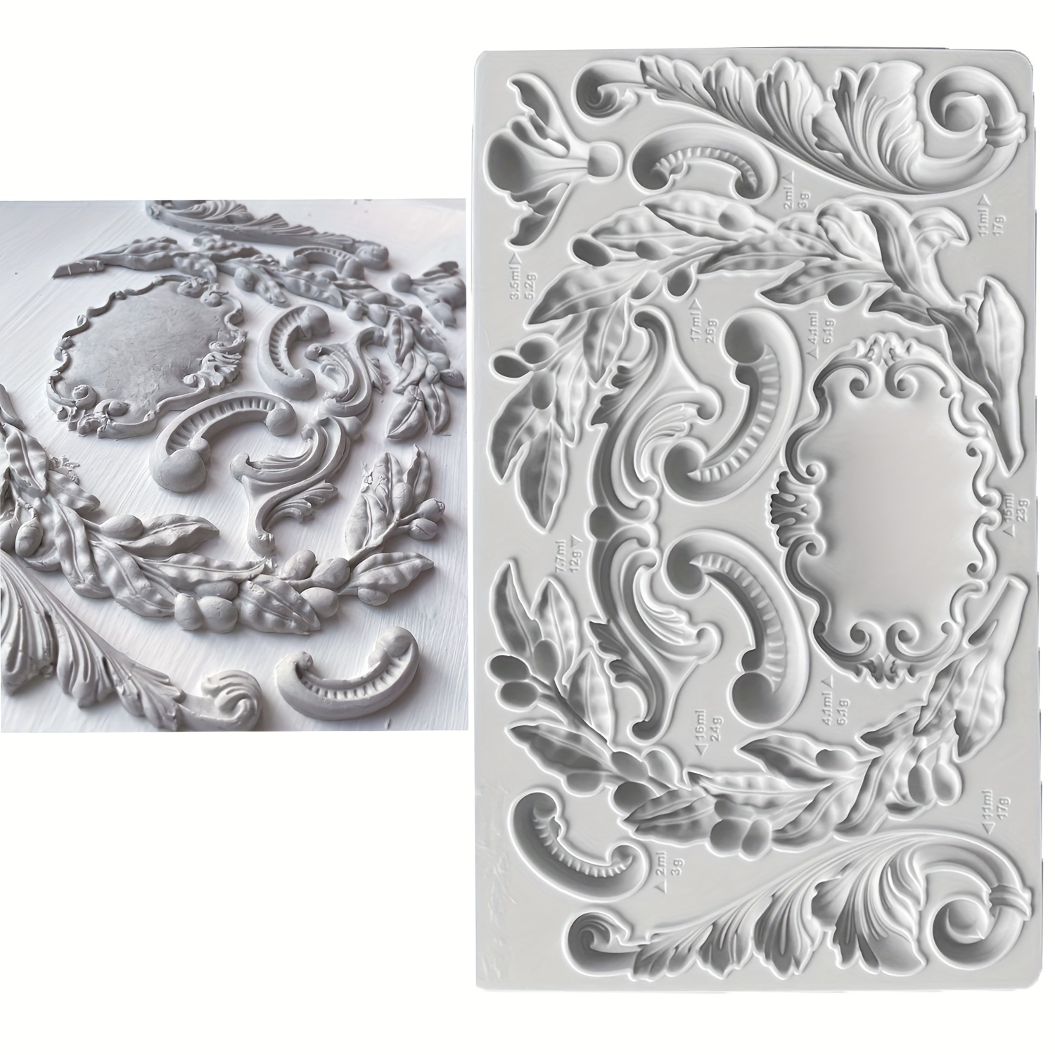 

1pc, Baroque Scroll Relief Garland Fondant Mold, 3d Silicone Mold, Candy Mold, Chocolate Mold, For Diy Cake Decorating Tool, Baking Tools, Kitchen Accessories