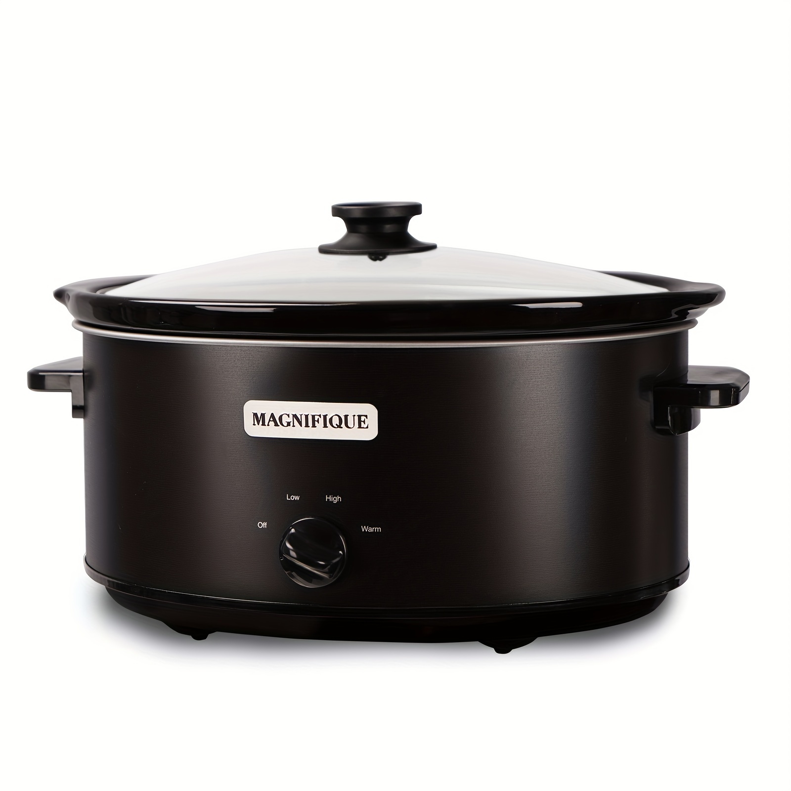 

8 Quart Slow Cooker Oval Manual Pot Food Warmer With 3 Cooking Settings, Black Stainless Steel