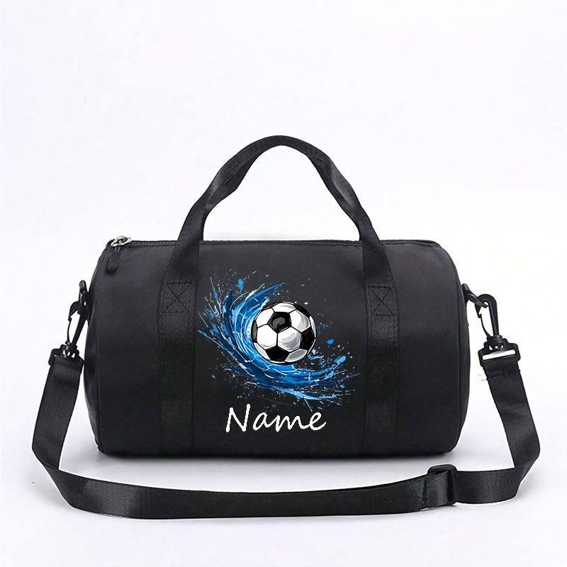 TEMU Personalized Custom Name And Message Tote Bag With Soccer Paint Splatter Pattern, Made Of Oxford Cloth, Large Capacity, With Interchangeable