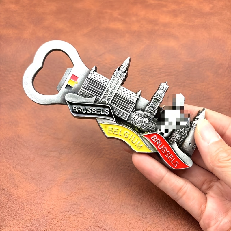 TEMU 1pc European Belgium New Brussels Metal Bottle Opener, Home Kitchen Fridge Decal, Outdoor Portable Opener, Bottle Opener, Bottle Opener Gift,