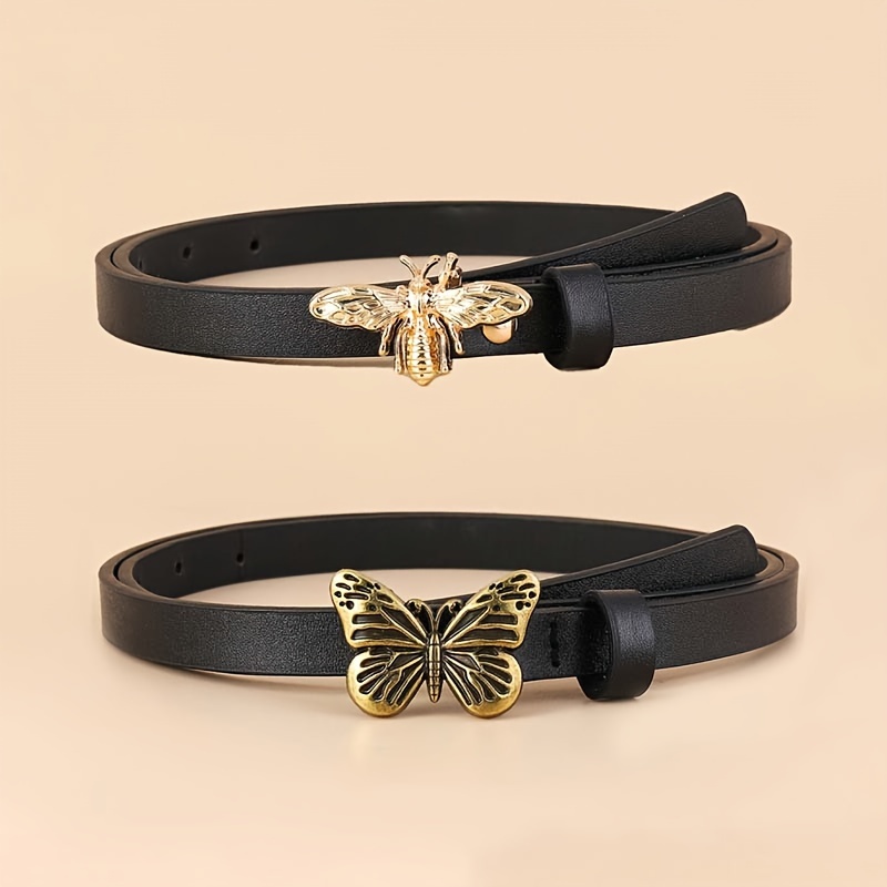 

1pc Fashionable Belt For Women With Butterfly And Bee Buckles Belts Perfect For Pairing With Dresses Or Jeans