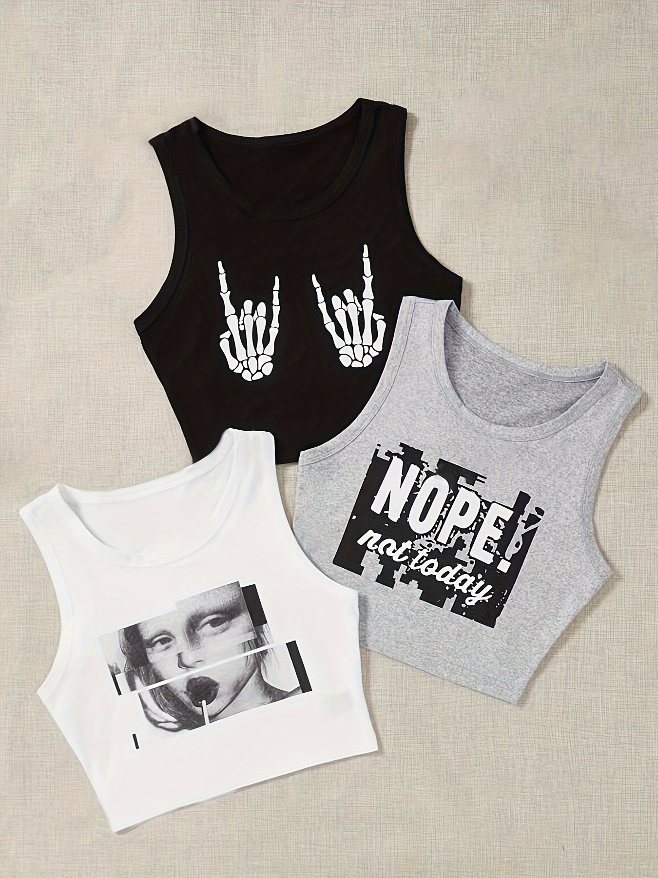 casual crop tank top 3 pack versatile crew neck sleeveless   summer top womens clothing