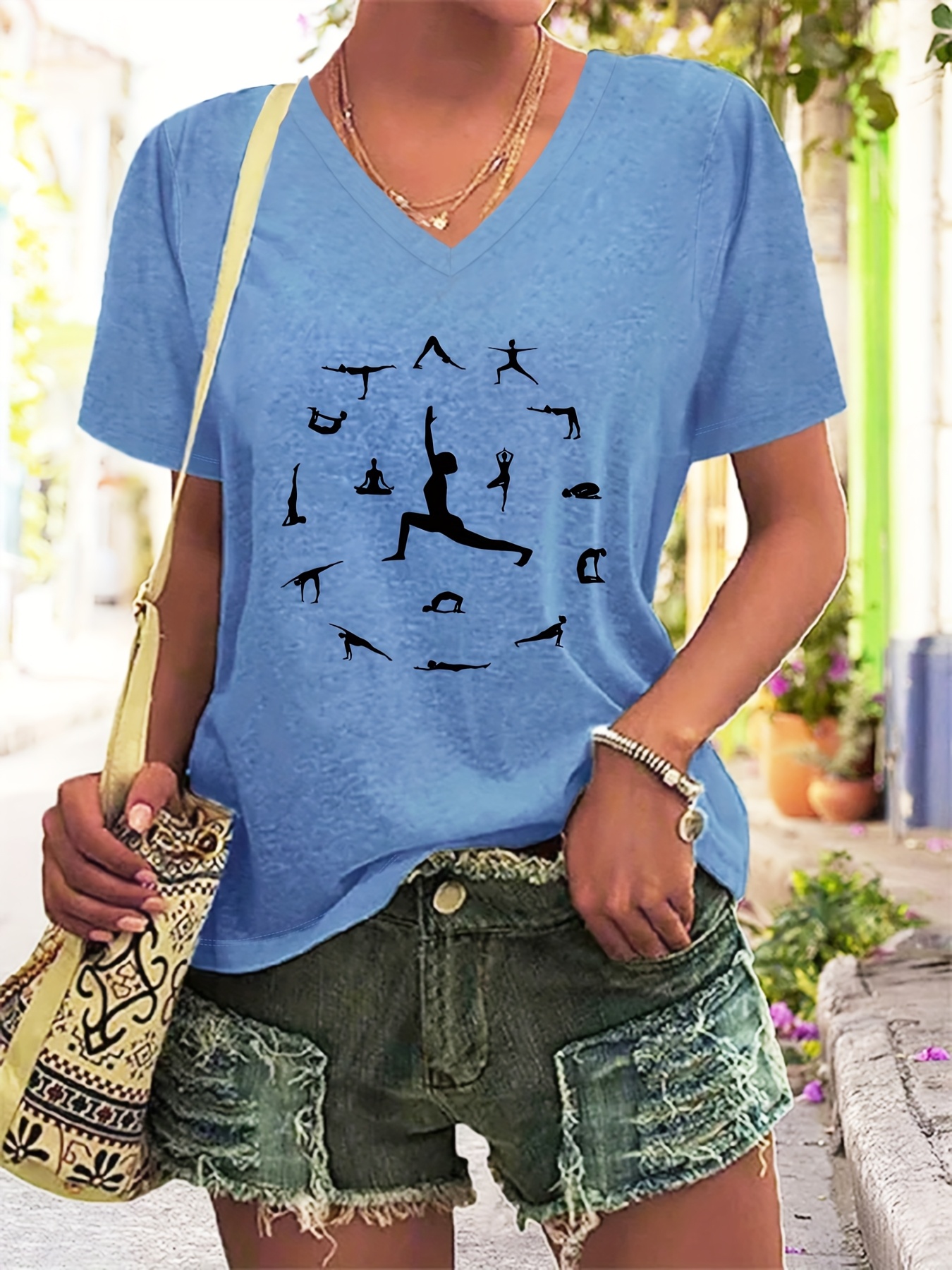 camiseta gráfica yoga mujer talla cuello Temu Uruguay