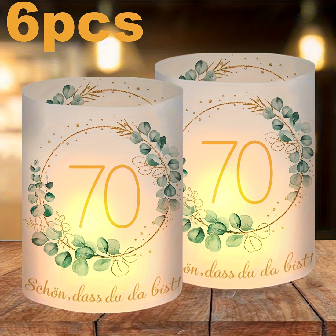 Image of 6-, Party Candle Holder Candle Sconce, Birthday Theme Desktop Decoration, Happy 70th Birthday Table Centerpiece, For Birthday Party Desktop Decoration, Tea Light Candle Holder