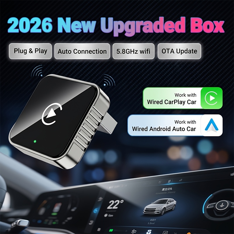 Image of Xuda 2026 Carplay Adapter, Wireless 2.4ghz And 5ghz Dual-band Wifi, Supports Auto And Carplay, Wired To Wireless, Plug-and-play Smart Box, Compatible With , , , , Ford, Mercedes-benz, And Other Models