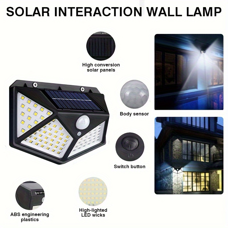 

100led Induction Light, Solar Charging, Courtyard Wall Light On All Sides Of The Human Body Induction Wall Light Outdoor Light.