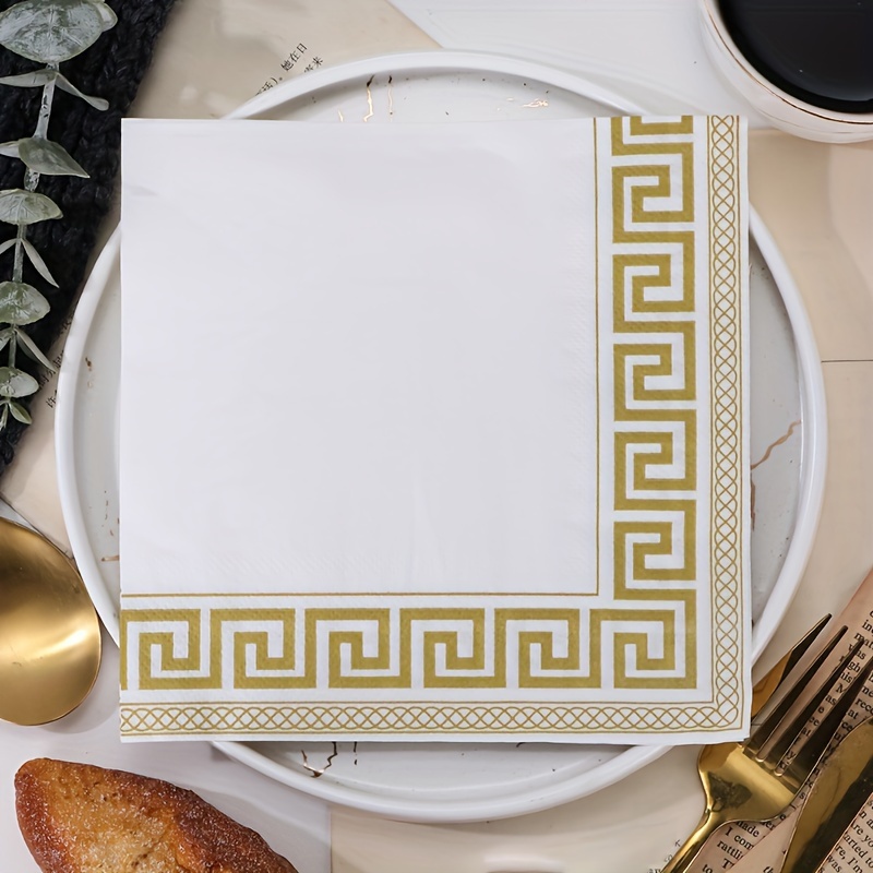 E-shop 33 x 33 cm Doppellagige goldene Taschentücher, Party-Tücher, Deko-Tücher für Familienbankette