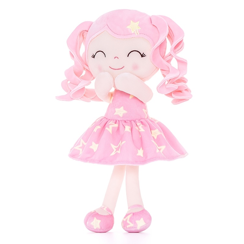 

Pink Curly-haired Plush Doll - Perfect Christmas & Birthday Gift For Girls, Soft Polyester Companion Toy (battery Not Included)