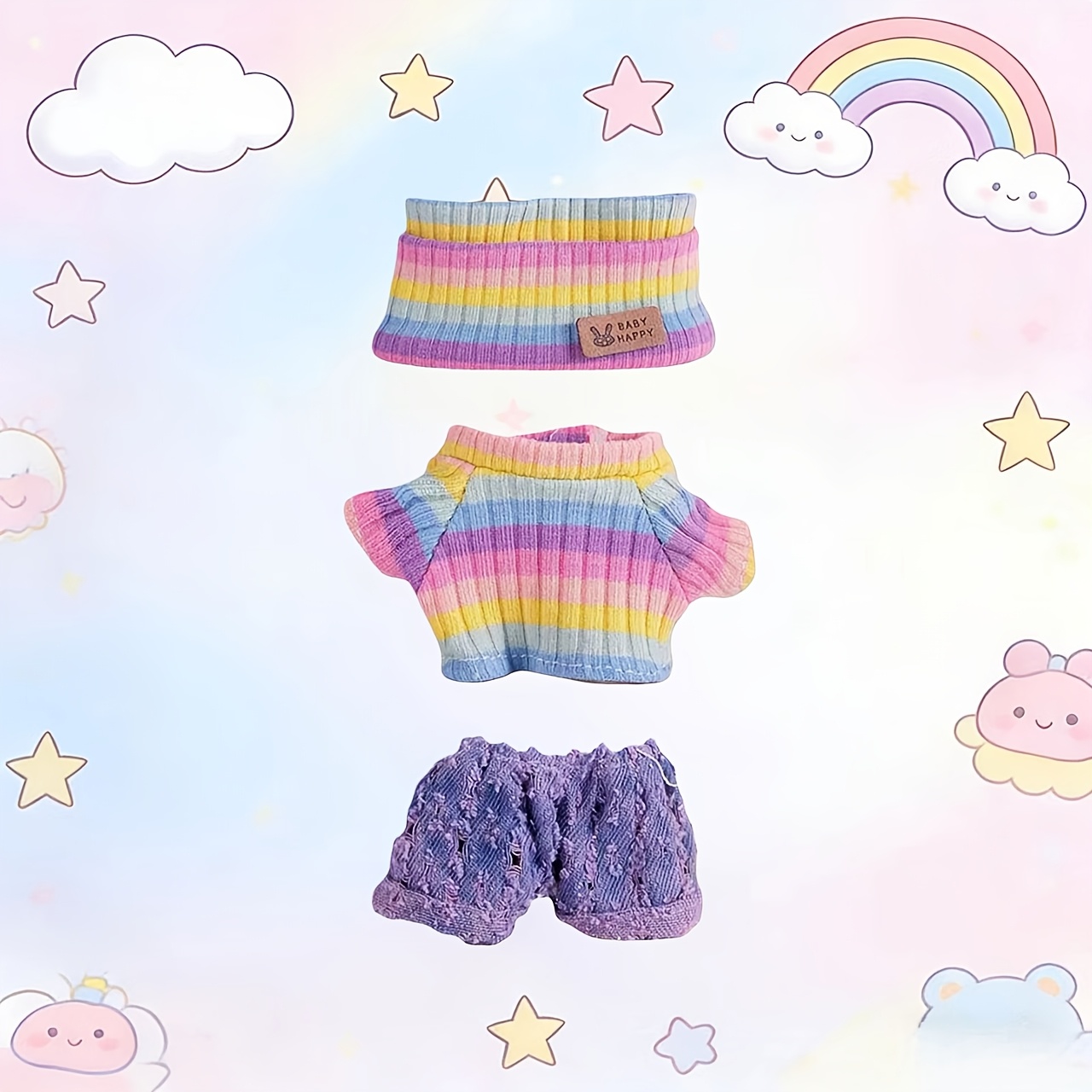 Colorful Doll Outfits , Suitable For 15-17cm Plush Hanging Accessory Dolls, Only Selling Clothing, Doll Accessories