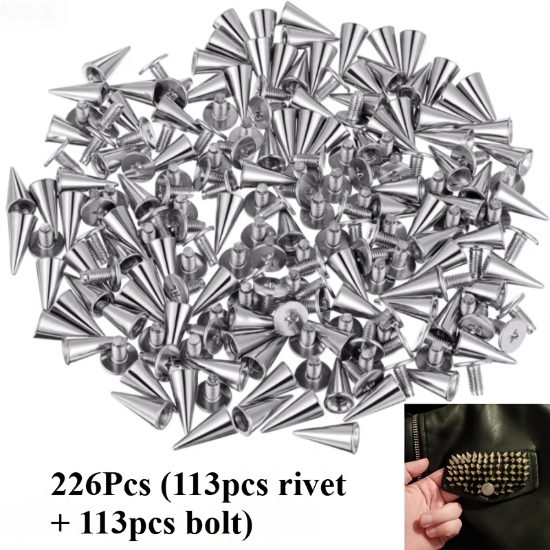 TEMU 226pcs/112pcs Silvery Screw Rivets (226pcs/113pcs Rivets And 112pcs/56pcs Screws) 12.6mm Pyramid Claw Nails For Clothing, Bags, Leather Shoes,