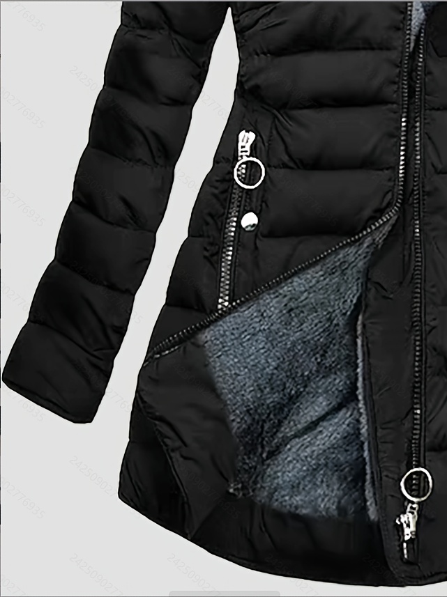 Chaqueta especial cálida y elegante para mujer SQ25033006, con cremallera, mangas largas, ajuste slim, capucha.