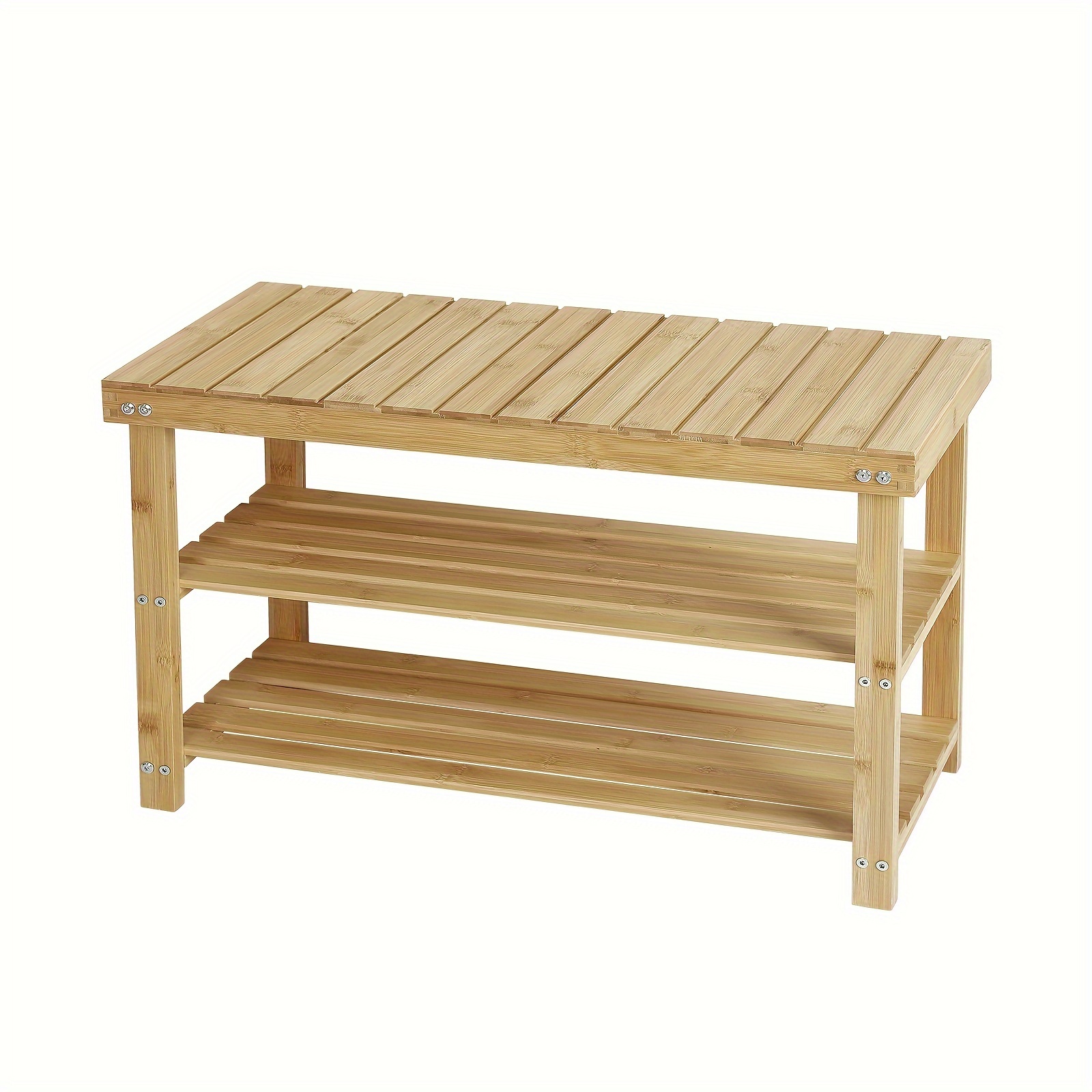 TEMU 3 Tier Shoe Organizer For Entryway Storage, Big Wooden Shoe Shelf, Freestanding Shoe Racks, Bench Shoe Stand, Natural