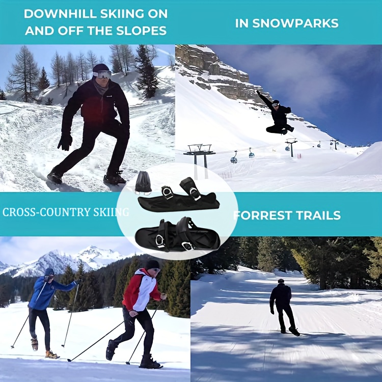 Mini Ski Skates - All-Terrain Snow Skating & Skiing Shoes with Adjustable Binding-Compatible for skateboarding on Snow | Low-Temperature Friction-Resistant Winter Sports Gear | (No Binding Included) | for beginners on Mountains & Urban