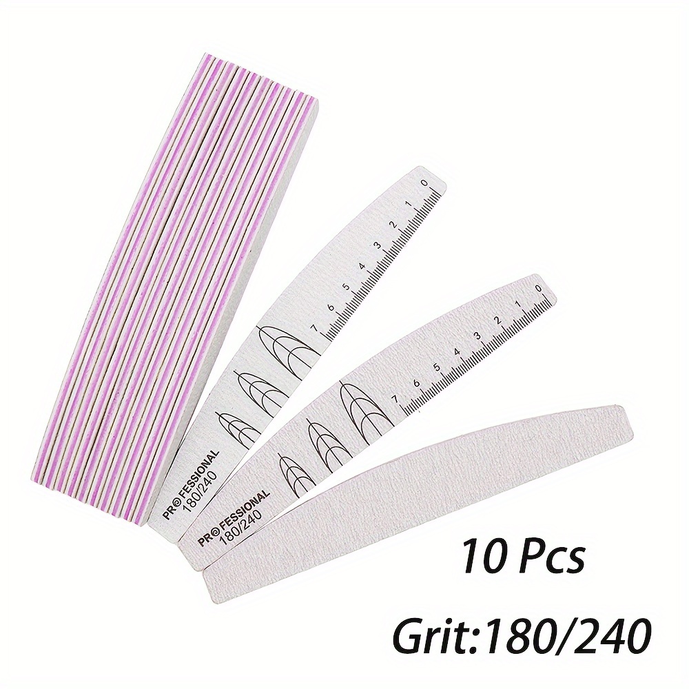 10pcs/pack Nail File Strips, Reusable Multifunctional Colorful Printing Ruler, Half Moon Shape Acrylic Manicure Art Tools, Nail Tech Supplies