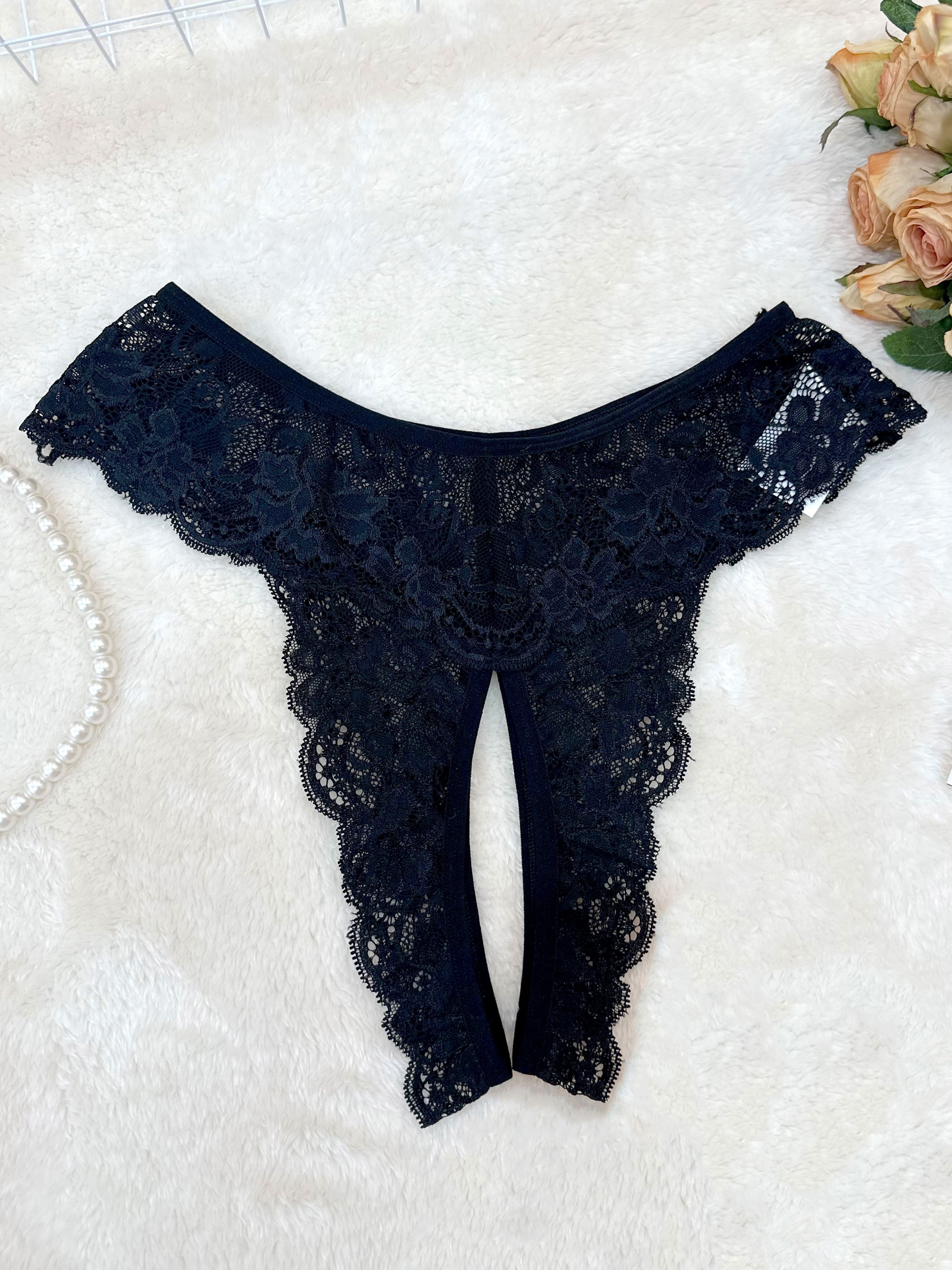 Idelle Floral Lace Open Crotch Hipster