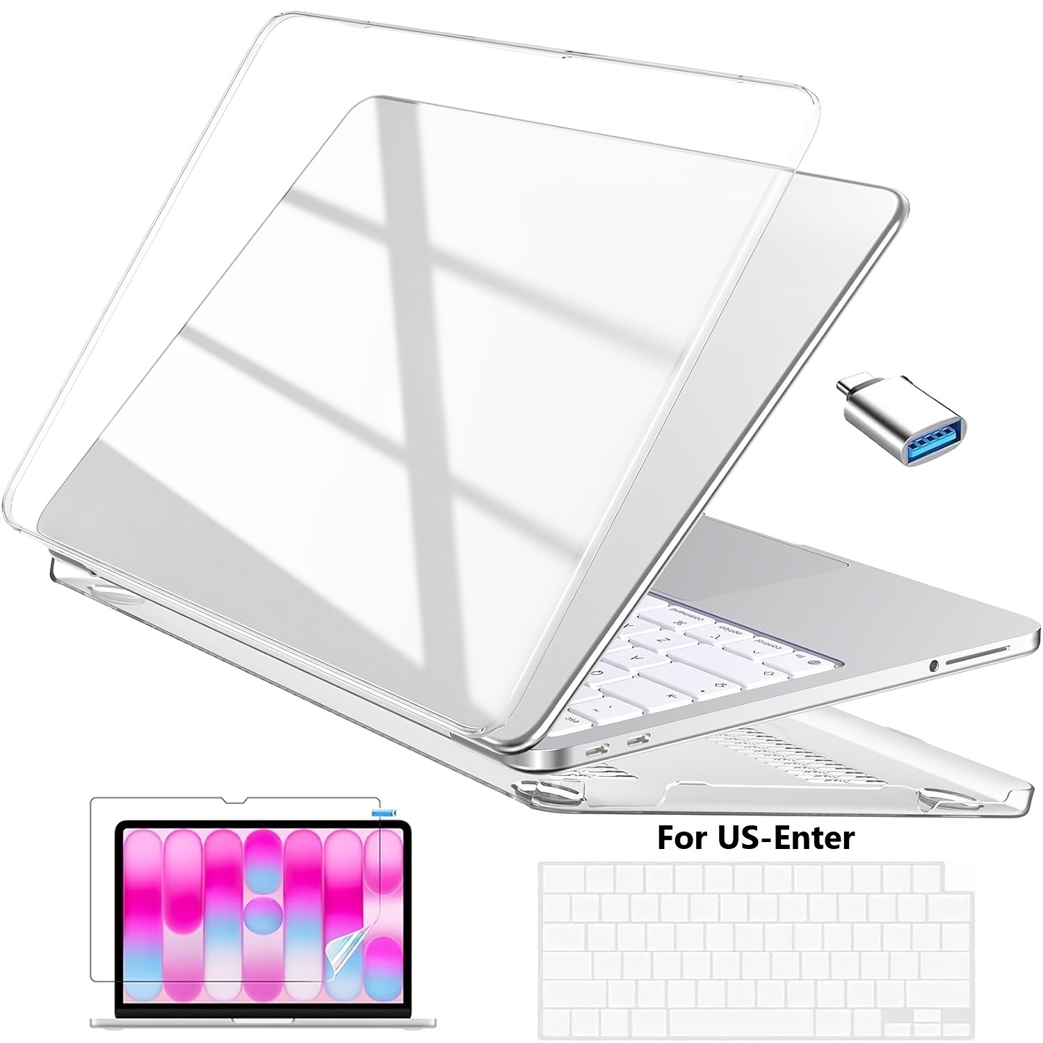 TEMU 4-in-1 For Macbook Neo Case 13-inch 2026 Model A3404 With A18 Pro Chip, Scratch-resistant Protective Hard Shell Case And Keyboard Cover And