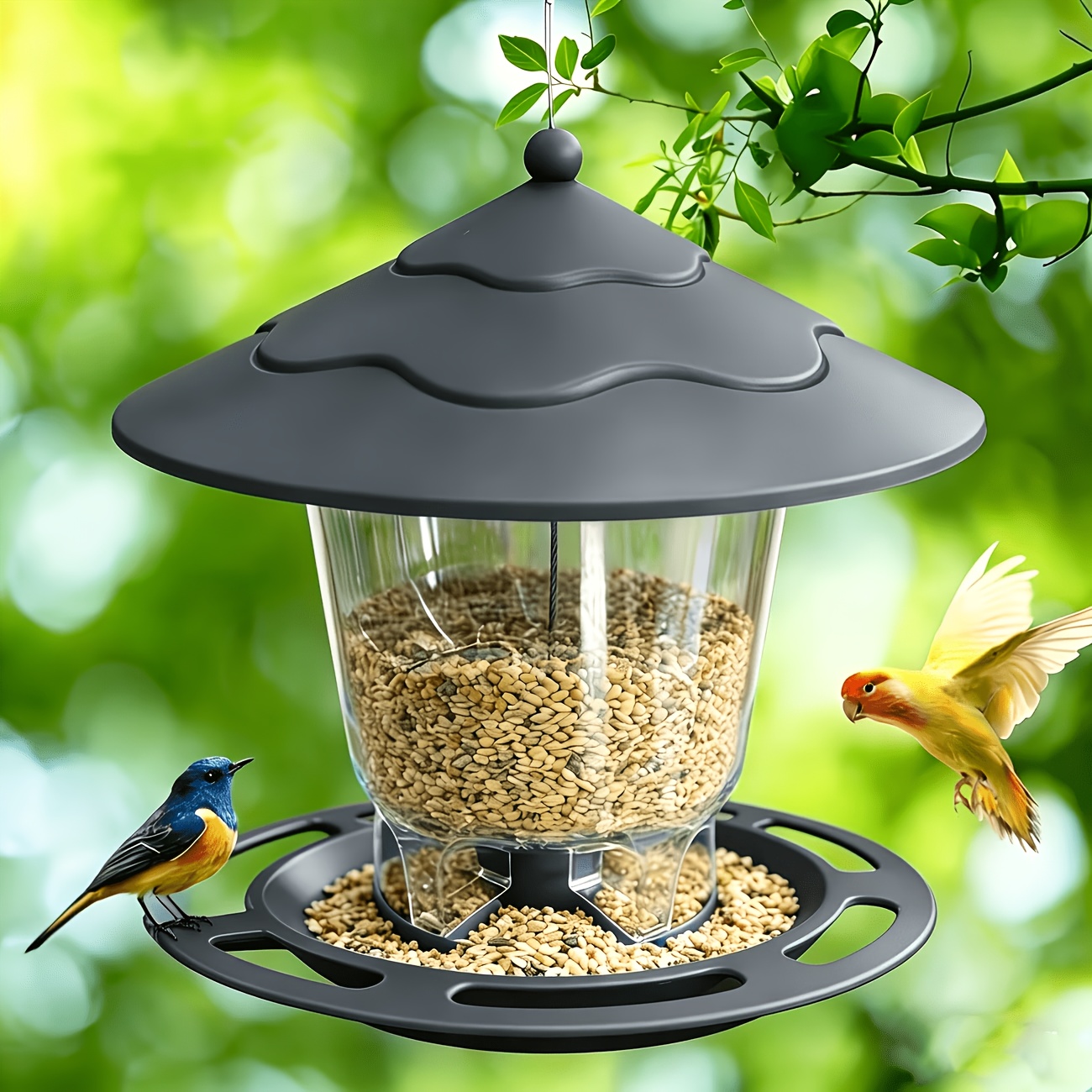 Image of New Minimalist Outdoor Garden Hanging Bird Feeder - 3d Automatic Hummingbird Feeder For