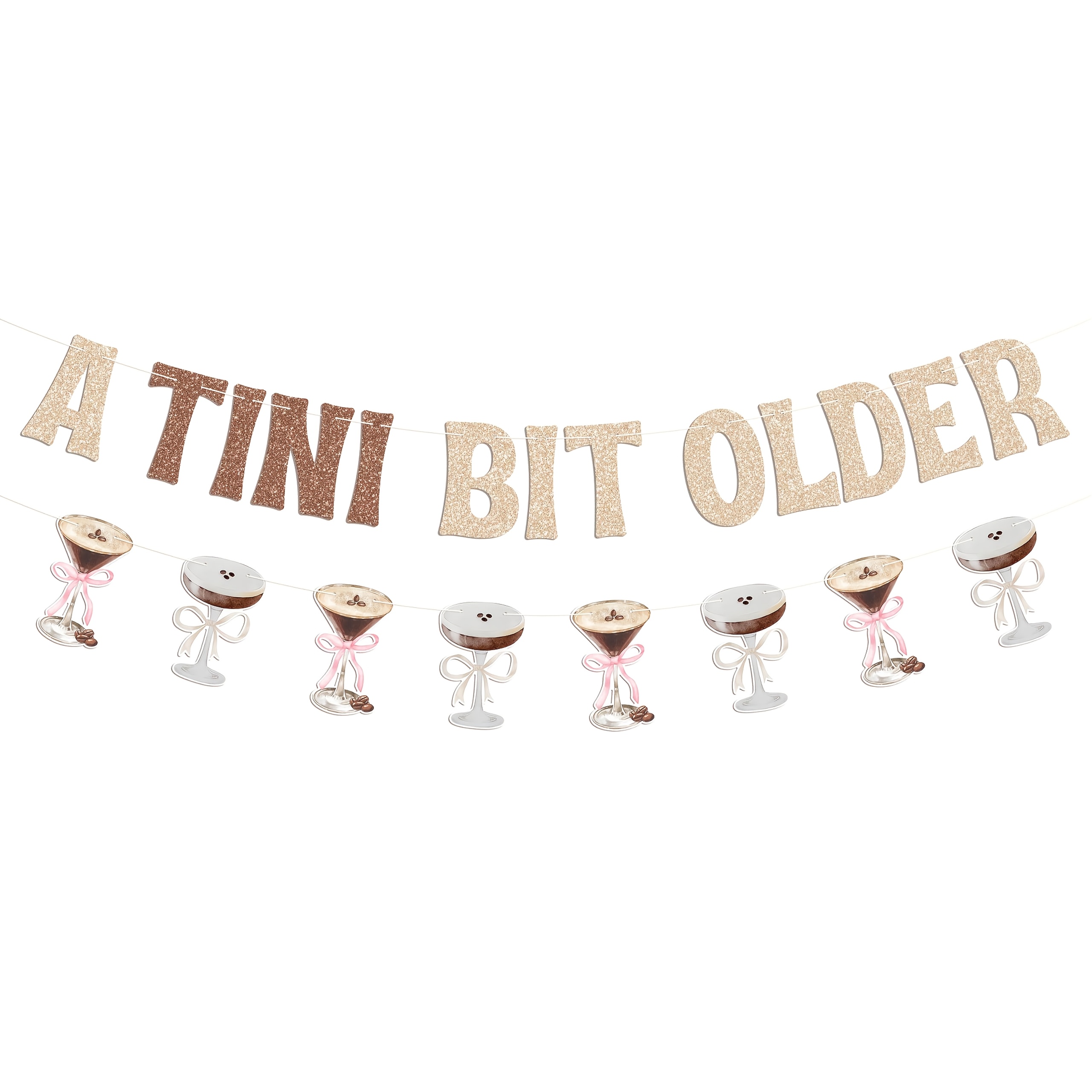 1set Diy String Espresso Martini Garland, Glittery, Paper, With A Tini Bit Older Design, For Birthday Party Decorations, Without Electricity