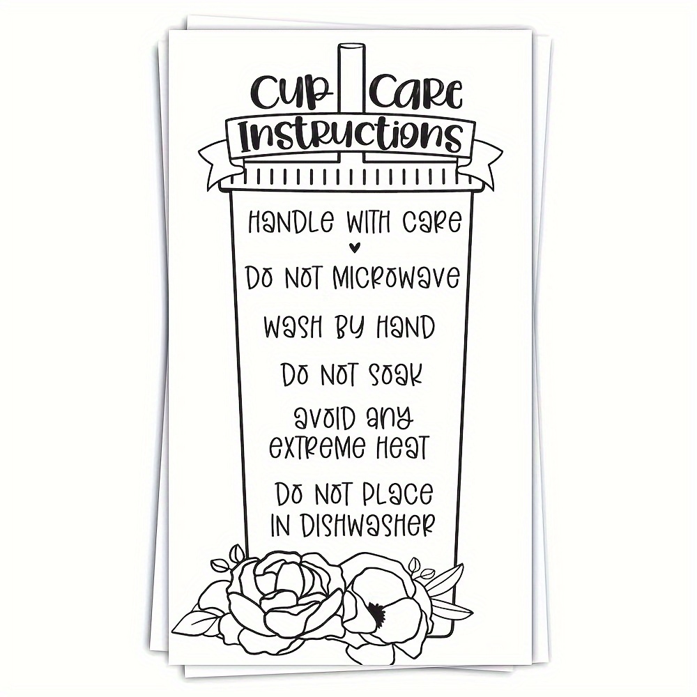 

50pcs Cup Care Instruction Card, Small Business Mug Care Instruction Card, Customer Guide Card