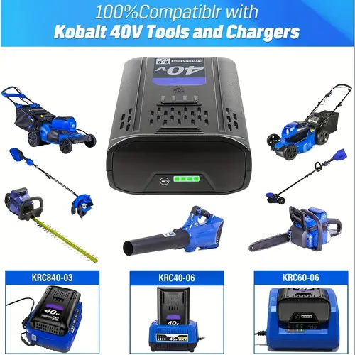 40v 6 0ah lithium ion replacement battery for kb 540 06 kb440 06 kb240 06 series fast charging 3x compatible with 40 cordless power tools lawn mowers chainsaws trimmers