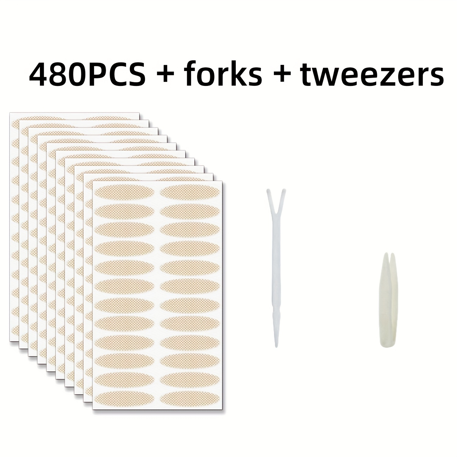 Image of Effortlessly Enhance : 96/240/480pcs Invisible Double Eyelid Lift Strips - Hypoallergenic, Self-adhesive Tapes For Instant Lifting | Seamless And Breathable, Alcohol-free With Convenient Fork Rods!