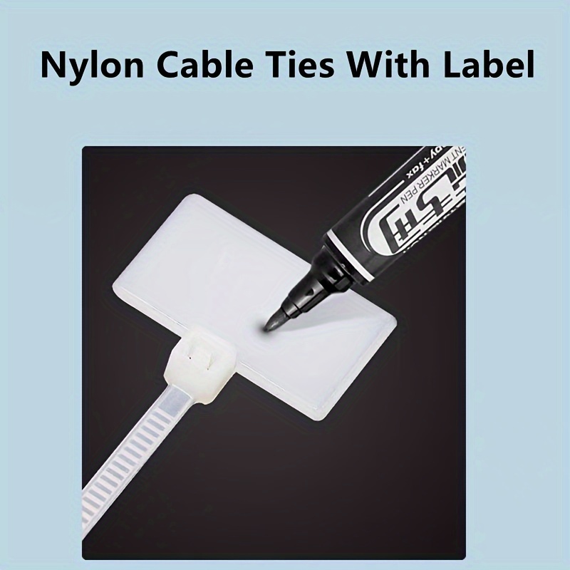 

100pcs Nylon Cable Ties with label 3×100mm Label Mark Cable Ties 0.1inch Width 4inch Length Plastic Ties Markers Cable Inspection Tags For Wire Label Zip Ties With Tag