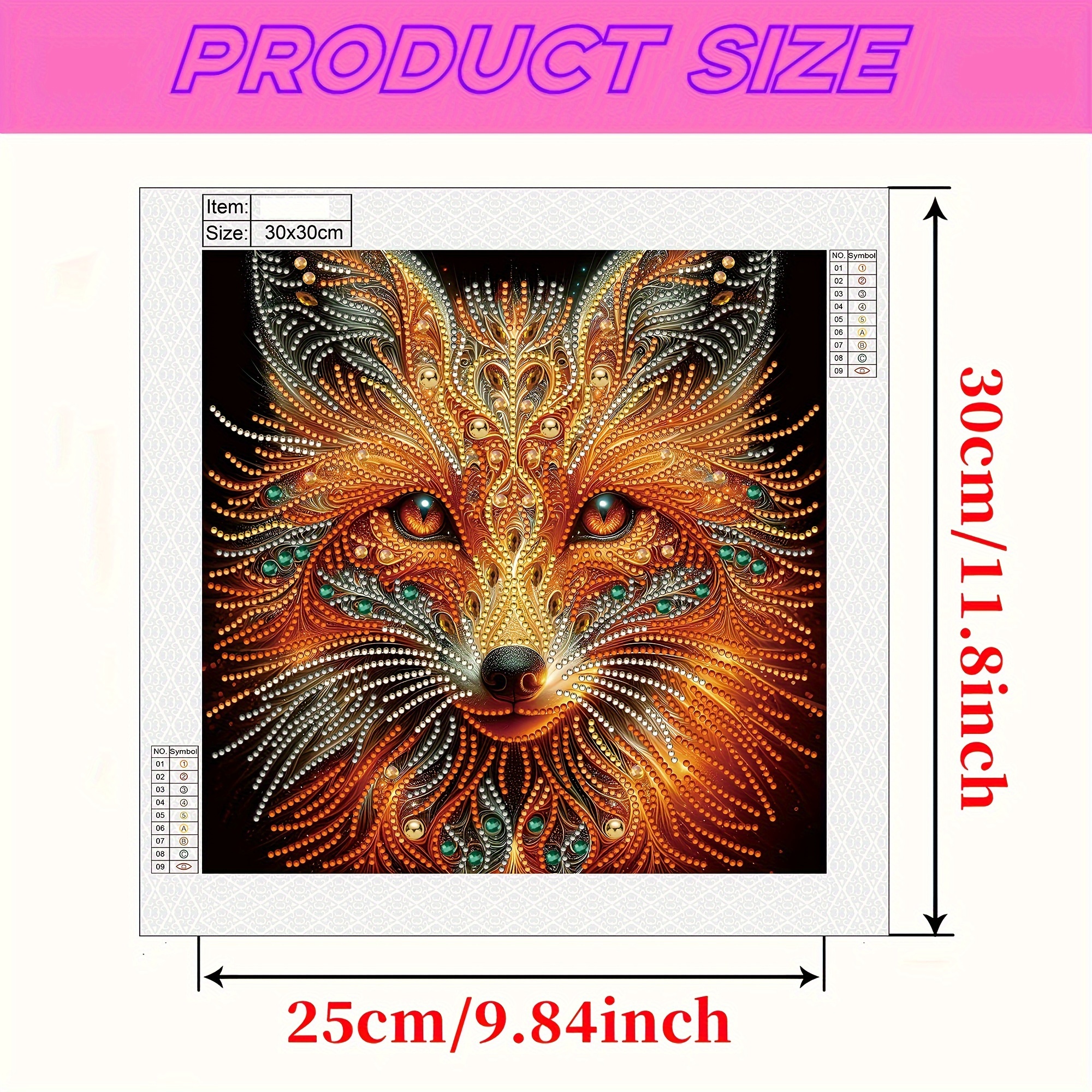 5d Diy Diamond Painting Kit For Beginners - Fox Design With Unique Shaped Crystals, Living Room, Bedroom, Study Wall Decor - 11.8x11.8 Inches, Frameless