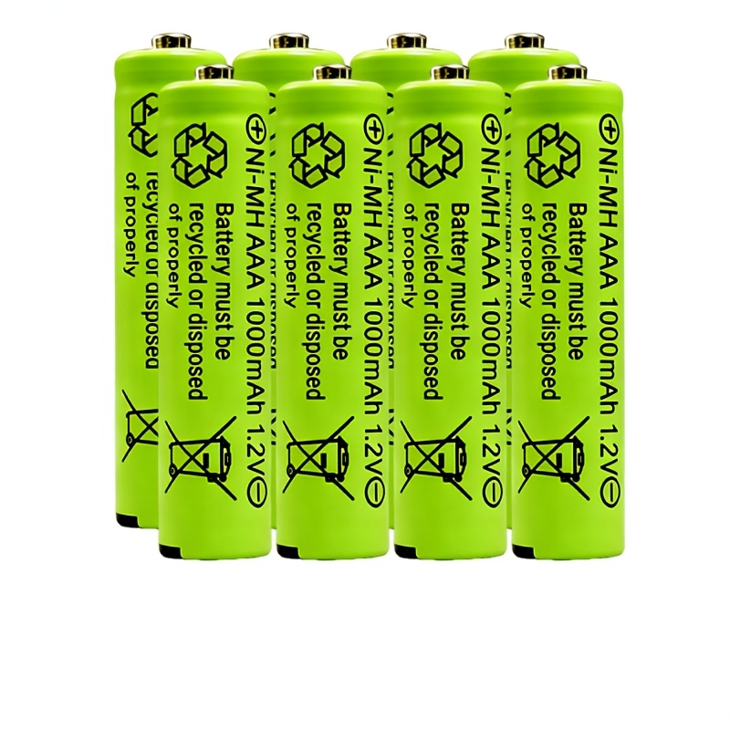 TEMU 8/16 piles AAA rechargeables, 1000 mAh Nimh, 1,2 V, 3 A. Convient pour les LED, les jouets, les lecteurs MP3, les appareils photo, les lampes de