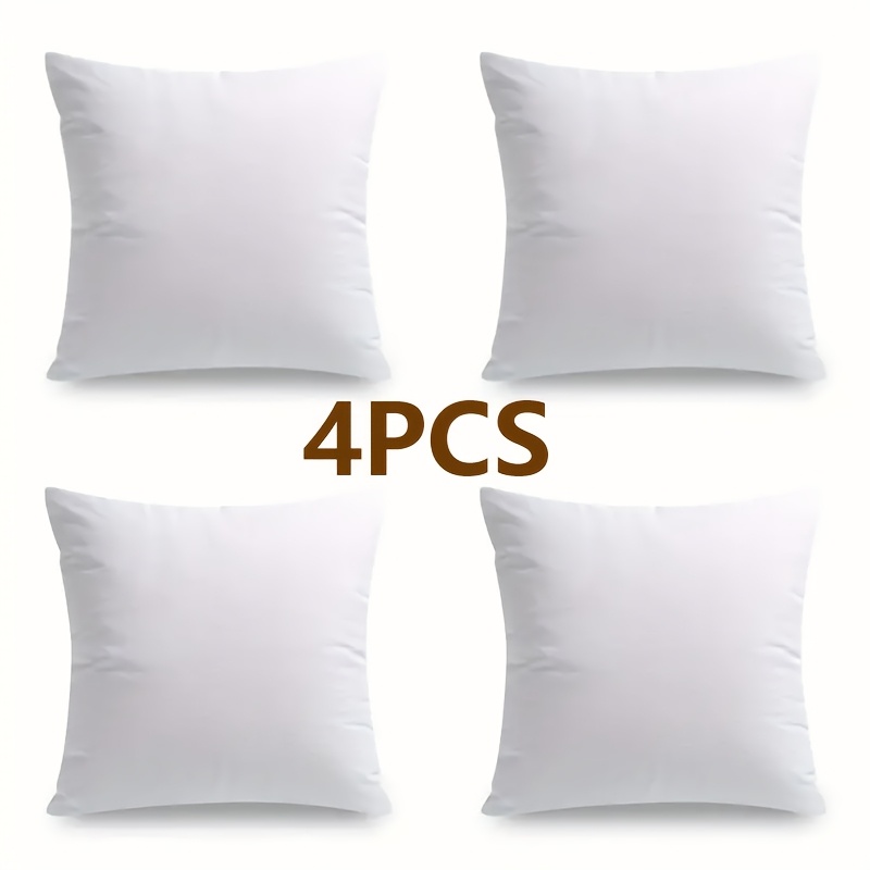 

4-pack Polyester Throw Pillow Inserts, 18x18 Inches, Machine Washable, Decorative Cushion Cores For Sofa, Car, And Home Decor - Seam Pillowcases