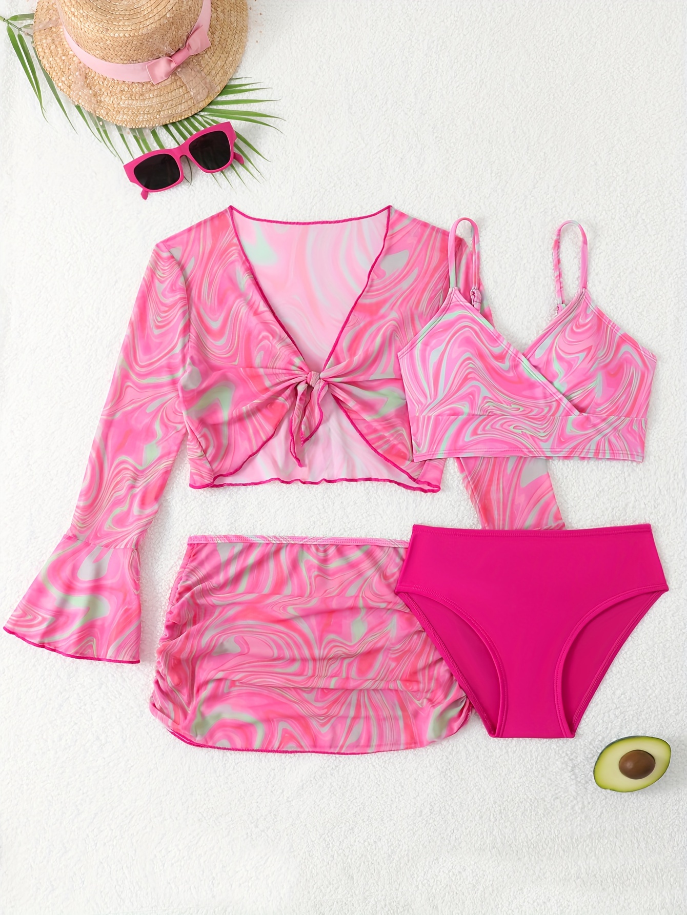 item picture 4pcs bikini sunscreen swimsuit