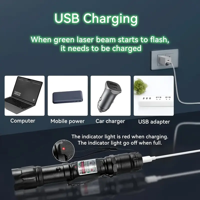 green laser pointer with usb charging cable laser pointer laser pointer for indoor meetings long range laser flashlight details 2