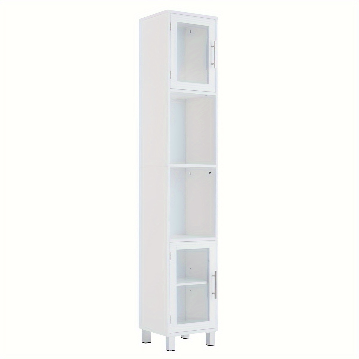 

1pc Tall Tower Storage Cabinet, White Display Shelves, Multi-layer Storage Rack, Bedroom Living Room Bathroom Accessories, Storage & Organization, Home Decor, Room Decor