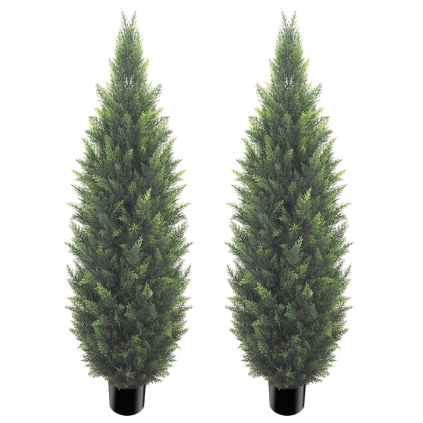 TEMU Set Of 2 5-foot Tall Artificial Cedar Pine Trees, Perfect For Indoor And Holiday Decoration, Featuring Uv Protection For Durability