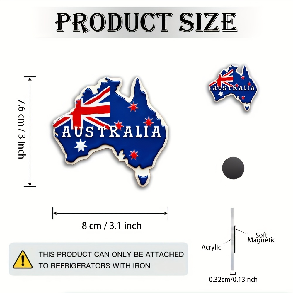 TEMU Flat 2d Design Acrylic Fridge Magnet, Featuring A Australian Flag Sticker In Blue, Red, And White, With Stars And Stripes. Celebrating Australia