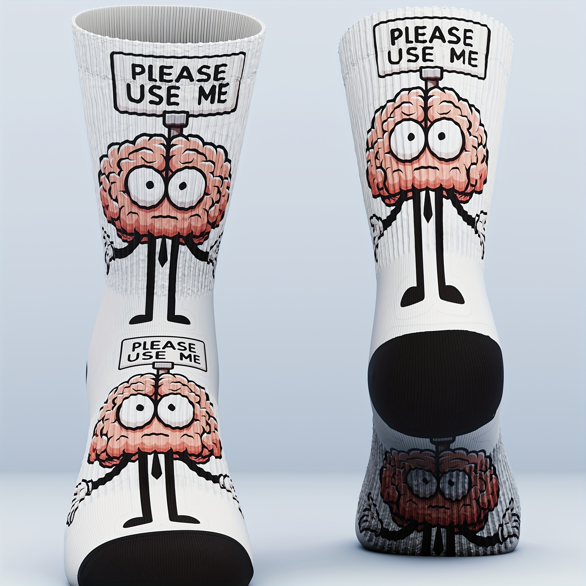TEMU A Pair Of Novelty Plus-size 3d Unisex Thigh-high Socks For , Featuring An . Soft, Comfortable, Breathable, And Fashionable With A Street Style.