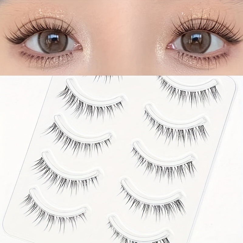 5 Pairs Of Natural Transparent Stem False Eyelashes, , , Enlarging , Suitable For Beginners And Daily Use. Reusable, Suitable For Role-playing And Stage Performances