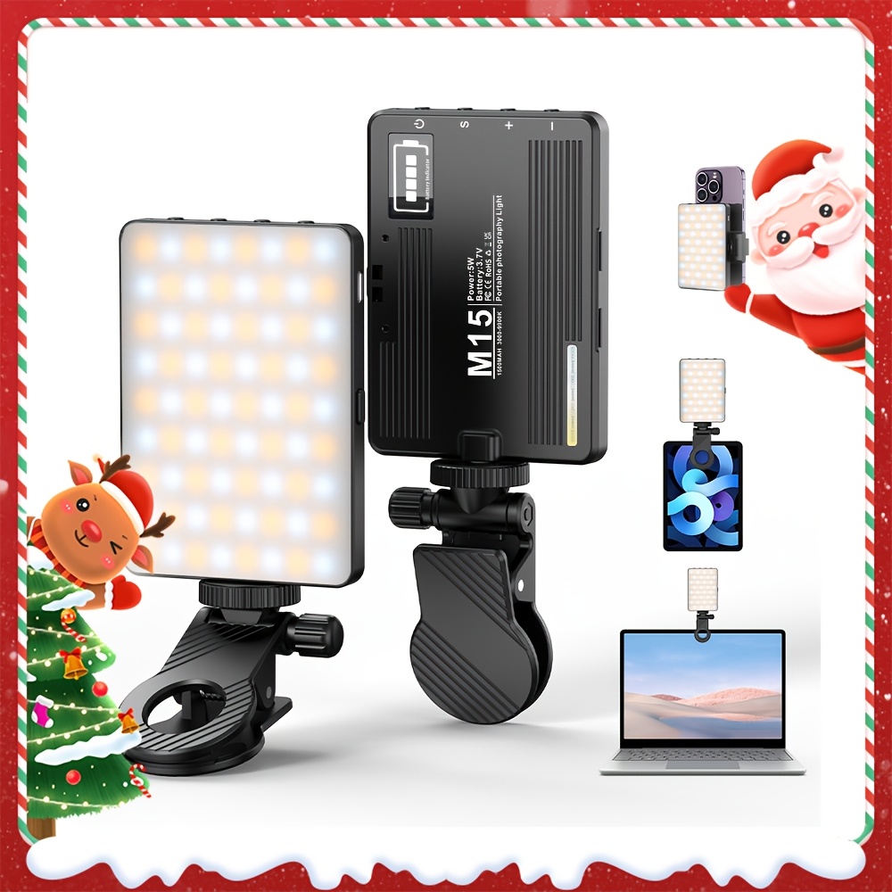 

72 Led Portable With Clip, 3 Light , Adjustable , Usb Rechargeable For Makeup, Live Streaming, Vlogging, And Photography - Abs Material, 3000-9000k Color Temperature