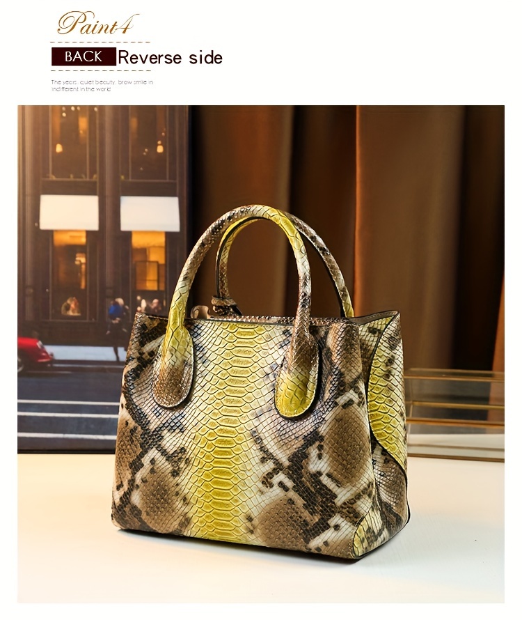 fashion top handle tote bag for women animal print pu with polyester lining zipper closure spacious business commuter handbag from guangzhou production area details 7