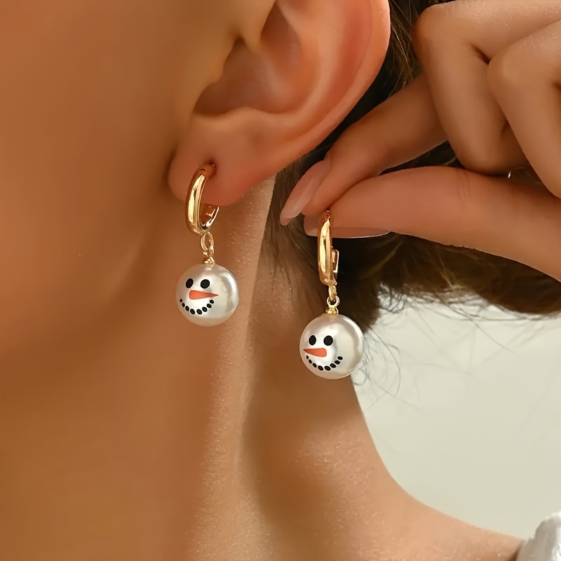 

Snowman Dangle Earrings - Cute Cartoon Style, Zinc Alloy, Christmas & Casual Attire, Earrings